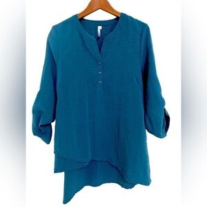 Lulu B Asymmetrical Gauze Top